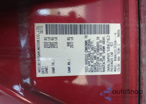 2015 Nissan Altima 2.5 S z USA, uszkodzony, nr VIN 1N4AL3APXFC586762